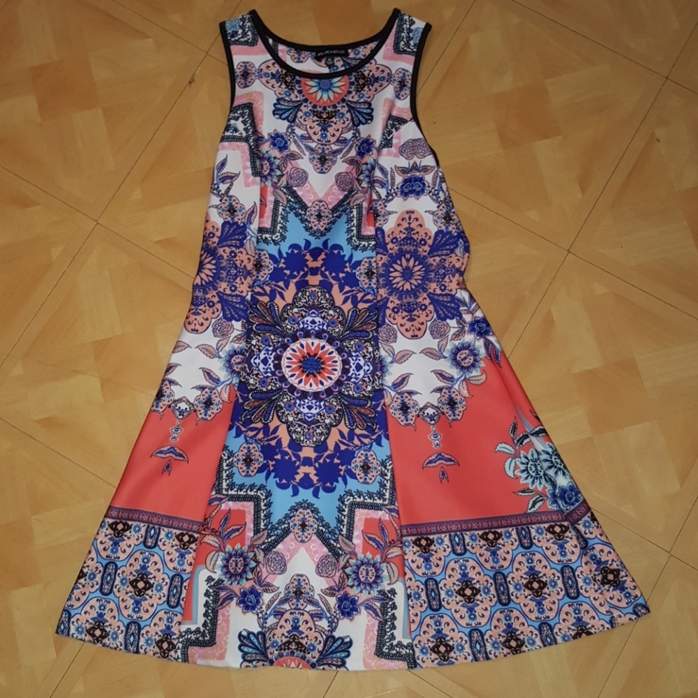 Multicolored Sleeveless Skater Dress